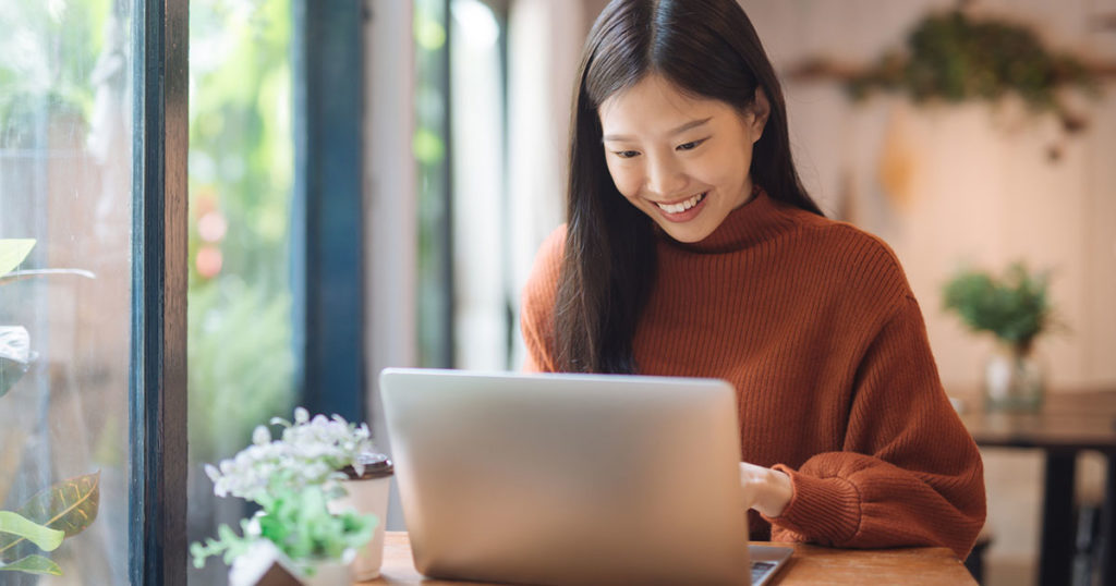 Young woman on a computer